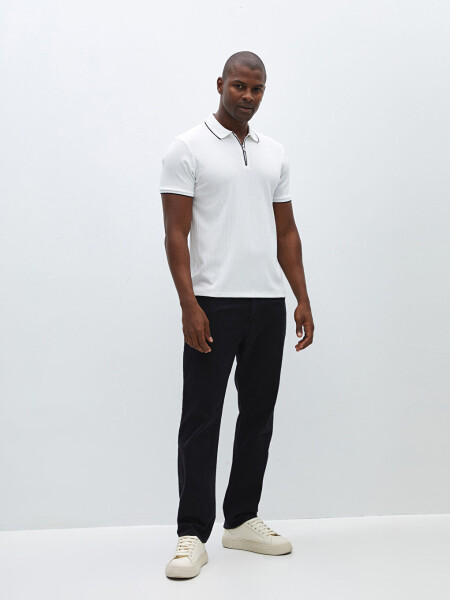 Men's Short Sleeve Polo Shirt with Texture - 3