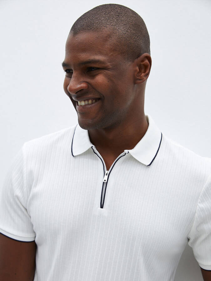 Men's Short Sleeve Polo Shirt with Texture - 16