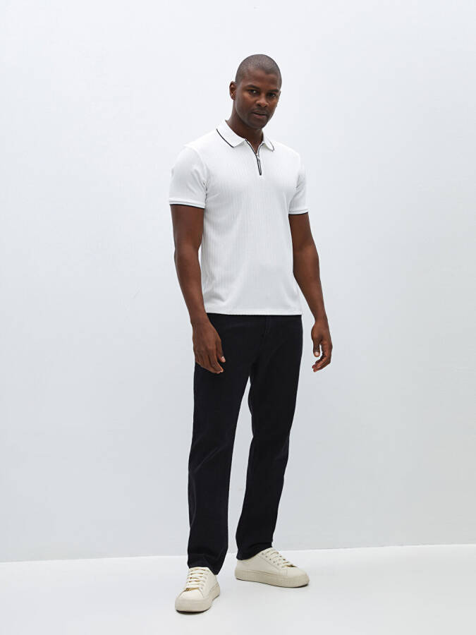 Men's Short Sleeve Polo Shirt with Texture - 17