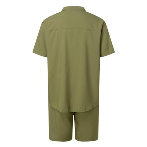 Men's Short Sleeve Shorts Two Piece Set Solid Color Button Down Collar Shirt Plus Size Casual Beachwear Pant Coat - 4