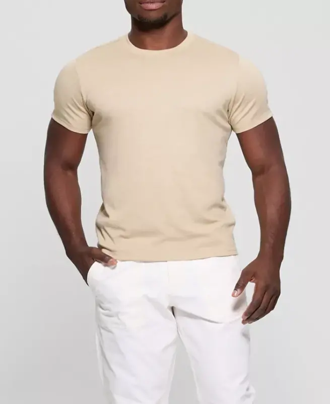 Men's Short Sleeve Solid Granada Crew Shirt-Tan - 2