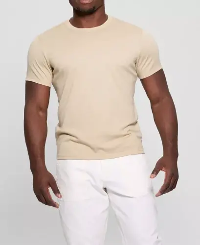 Men's Short Sleeve Solid Granada Crew Shirt-Tan - 5