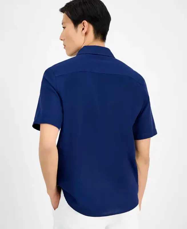 Men's Short-Sleeve Solid Textured Shirt, Created for Modazone - 4