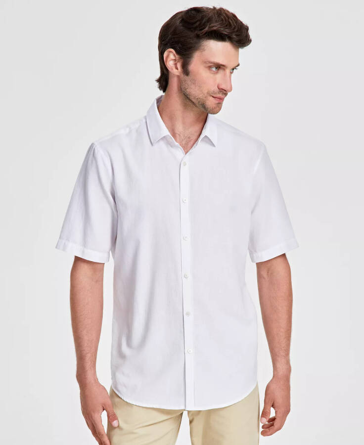 Men's Short-Sleeve Solid Textured Shirt, Created for Modazone Bright White - 1