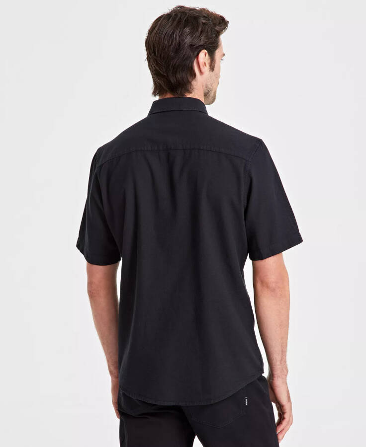 Men's Short-Sleeve Solid Textured Shirt, Created for Modazone Deep Black - 2