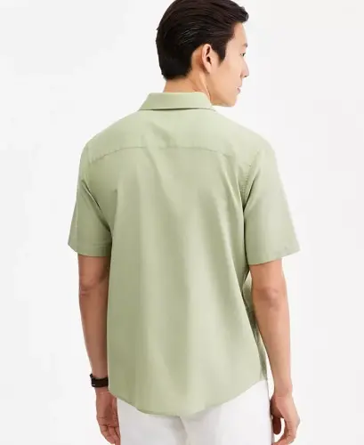 Men's Short-Sleeve Solid Textured Shirt, Created for Modazone - Fig Leaf - 1