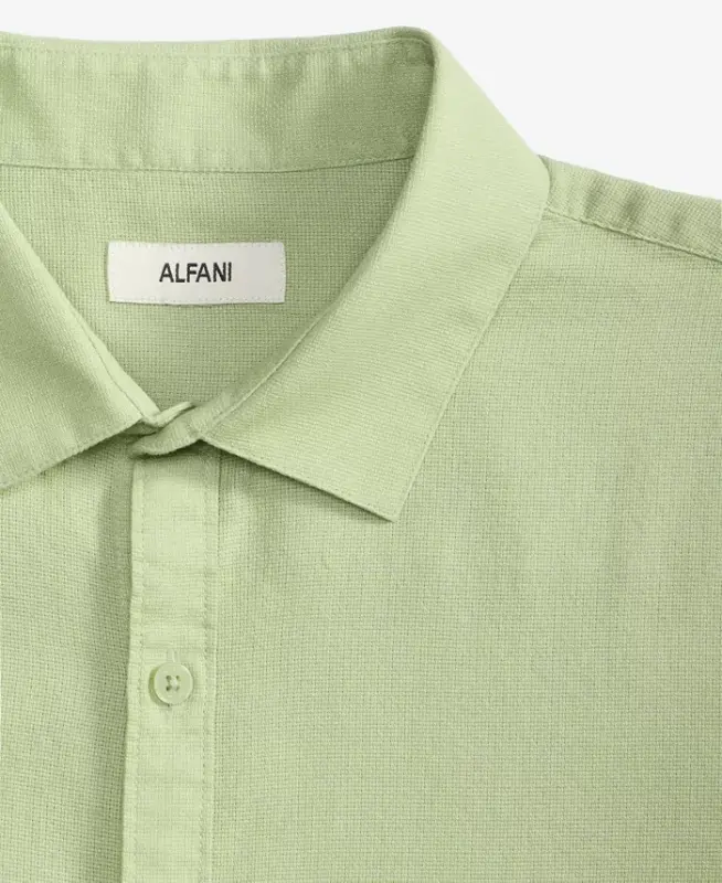 Men's Short-Sleeve Solid Textured Shirt, Created for Modazone - Fig Leaf - 4