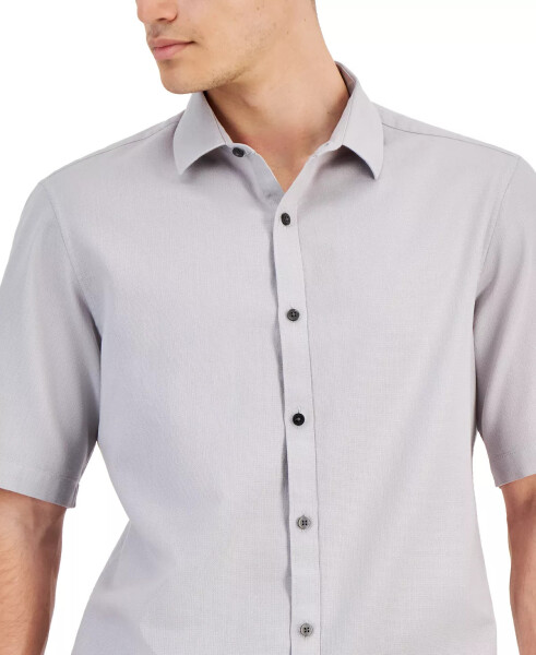 Men's Short-Sleeve Solid Textured Shirt, Created for Modazone Grey Fog - 3