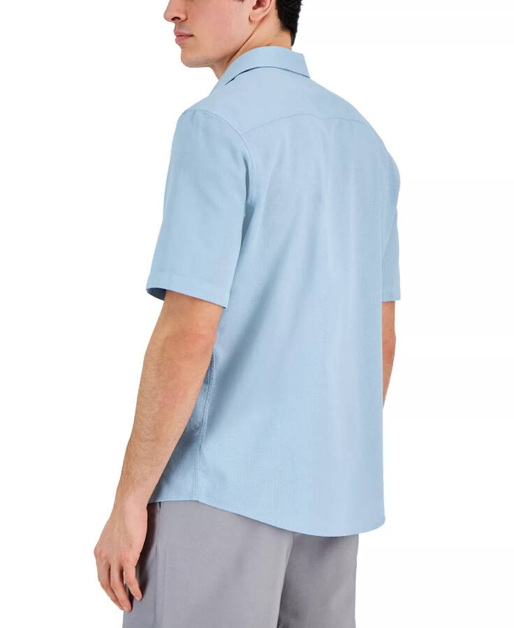 Men's Short-Sleeve Solid Textured Shirt, Created for Modazone Sparrow Blue - 2