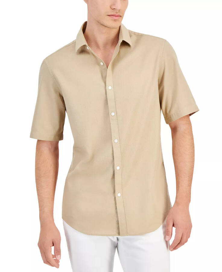 Men's Short-Sleeve Solid Textured Shirt, Created for Modazone Twill - 1