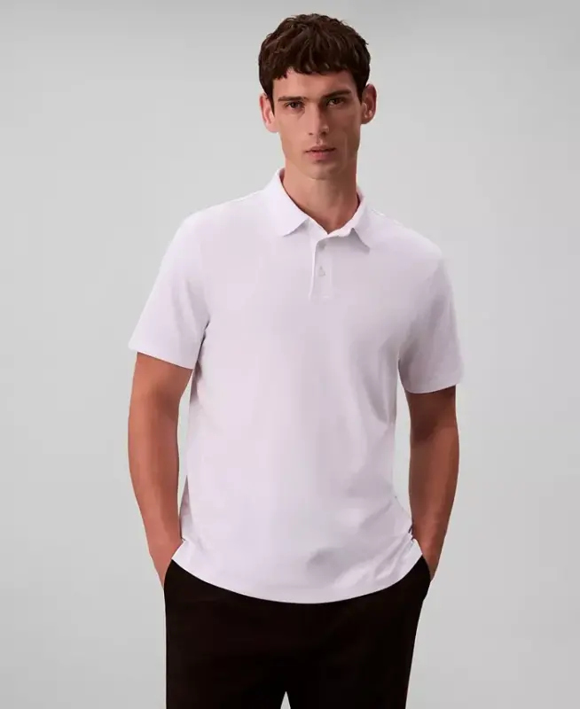 Men's Short Sleeve Supima Cotton Polo Shirt-Bright White - 1