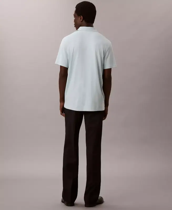 Men's Short Sleeve Supima Cotton Polo Shirt-Winter Sky - 4