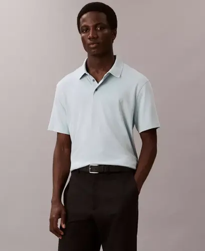 Men's Short Sleeve Supima Cotton Polo Shirt-Winter Sky 