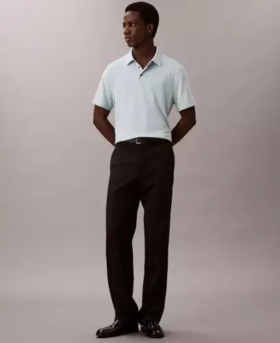 Men's Short Sleeve Supima Cotton Polo Shirt-Winter Sky - 2