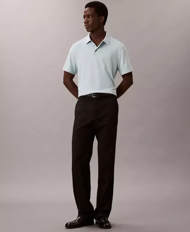Men's Short Sleeve Supima Cotton Polo Shirt-Winter Sky - 2