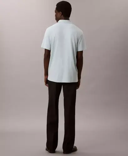 Men's Short Sleeve Supima Cotton Polo Shirt-Winter Sky - 5