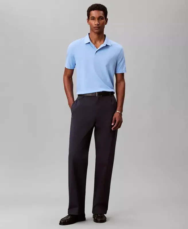 Men's Short-Sleeve Supima Polo Shirt - Blue Descent - CALVIN KLEIN