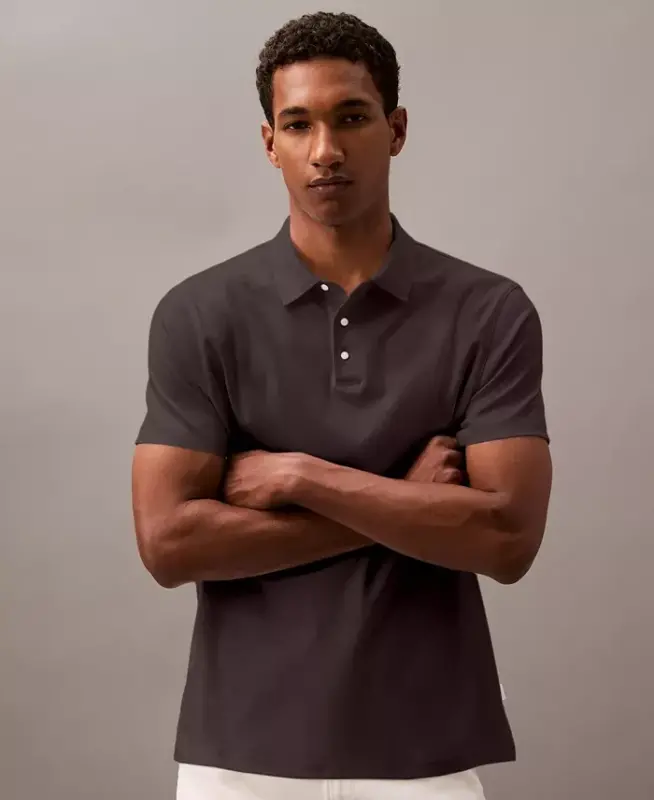 Men's Short-Sleeve Supima Polo Shirt - Chocolate Torte - CALVIN KLEIN