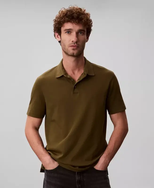 Men's Short-Sleeve Supima Polo Shirt - Crude Green - CALVIN KLEIN
