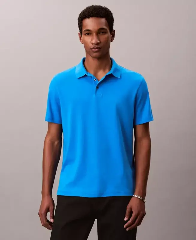 Men's Short-Sleeve Supima Polo Shirt - FRENCH BLUE - 2