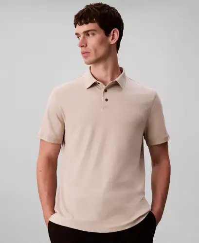 Men's Short-Sleeve Supima Polo Shirt - Island Fossil - CALVIN KLEIN (1)