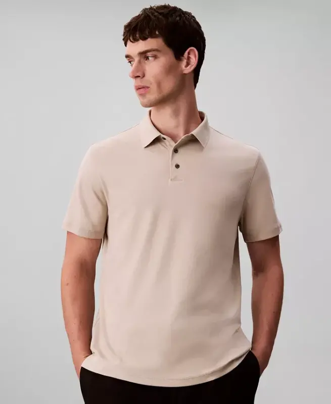 Men's Short-Sleeve Supima Polo Shirt - Island Fossil - 2