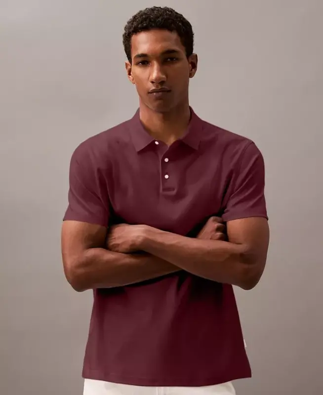 Men's Short-Sleeve Supima Polo Shirt - Renaissance Red - CALVIN KLEIN