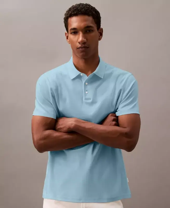Men's Short-Sleeve Supima Polo Shirt - Stratosphere - CALVIN KLEIN