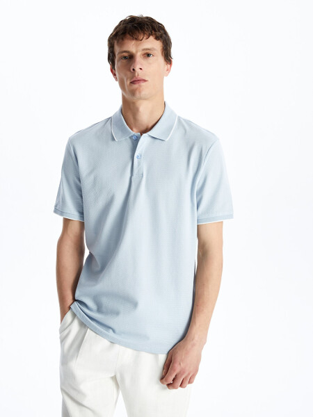 Men's Short Sleeve Textured Polo Shirt - 10