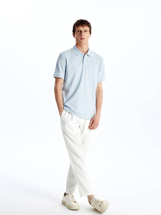 Men's Short Sleeve Textured Polo Shirt - 3