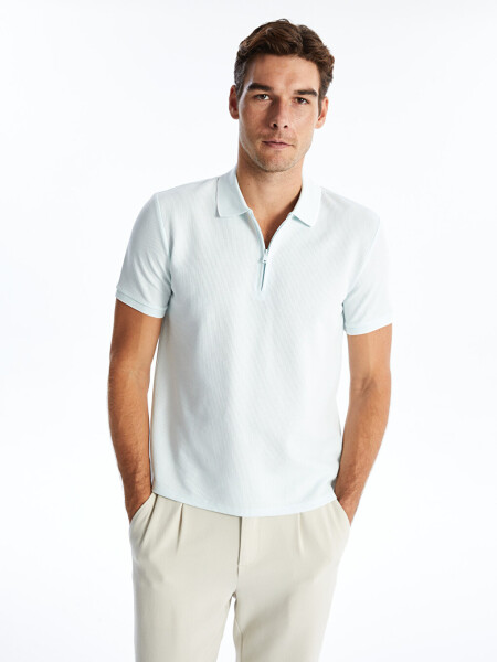 Men's Short Sleeve Textured Polo Shirt - 8