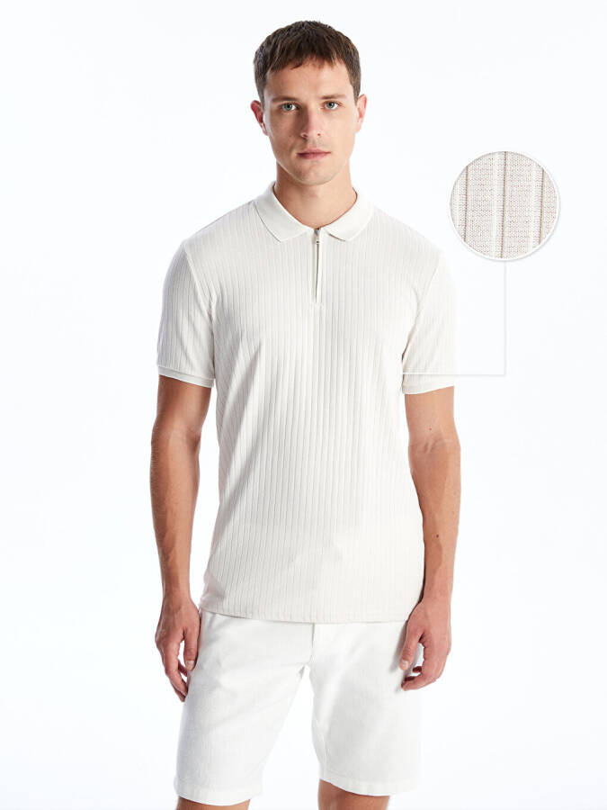 Men's Short Sleeve Textured Polo Shirt - 9