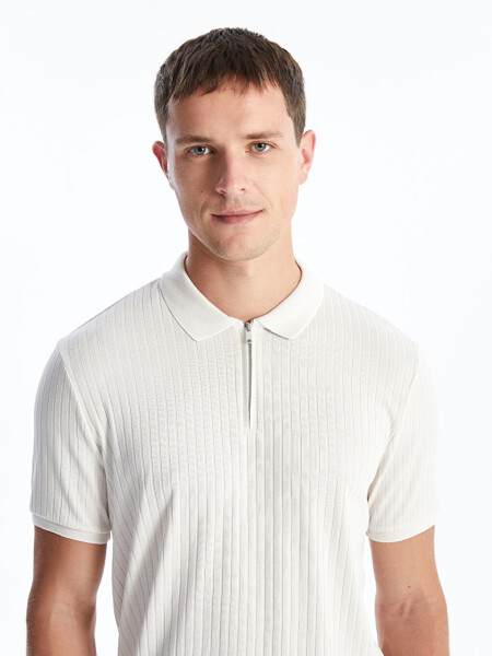 Men's Short Sleeve Textured Polo Shirt - 2