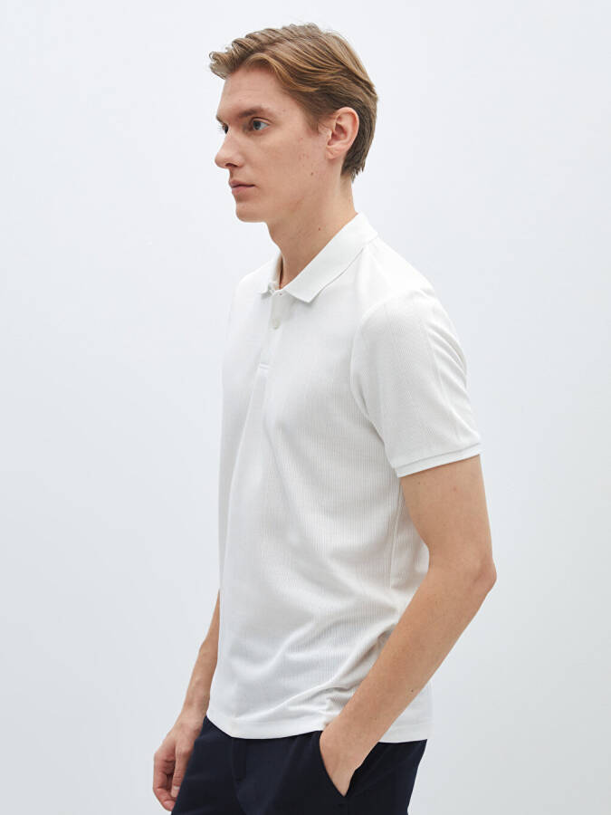 Men's Short Sleeve Textured Polo Shirt - 10