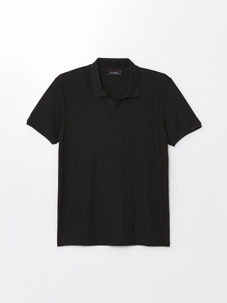 Men's Short Sleeve Textured Polo Shirt - 7