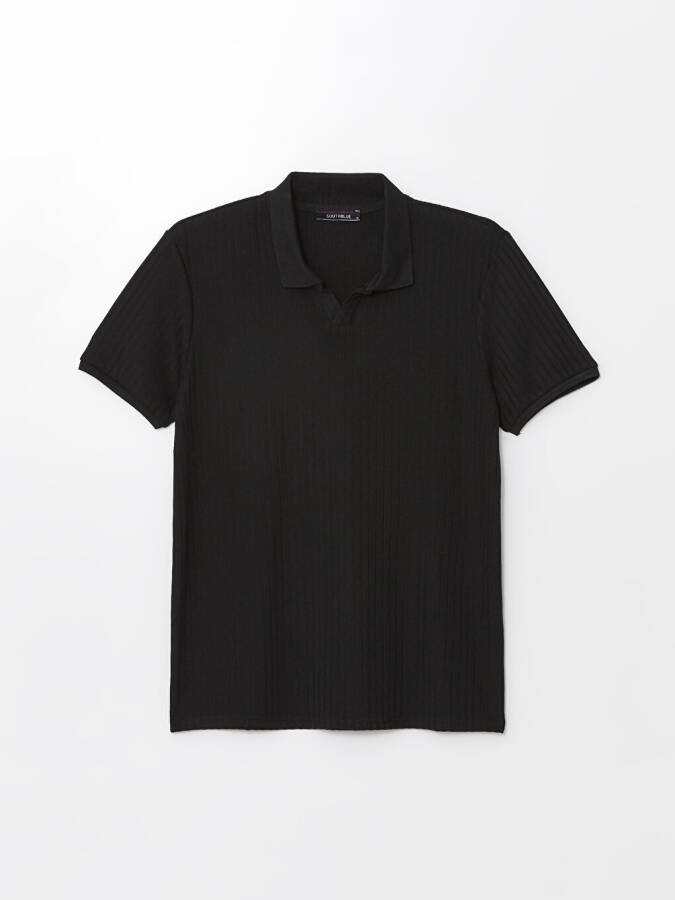 Men's Short Sleeve Textured Polo Shirt - 7