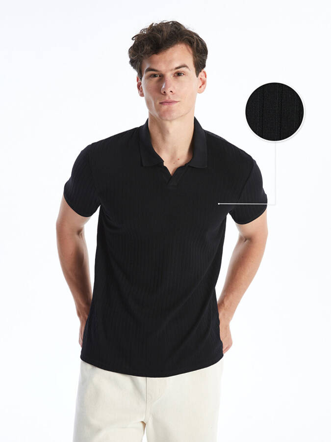 Men's Short Sleeve Textured Polo Shirt - 9