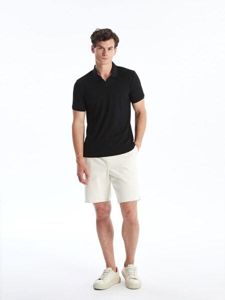 Men's Short Sleeve Textured Polo Shirt - 2