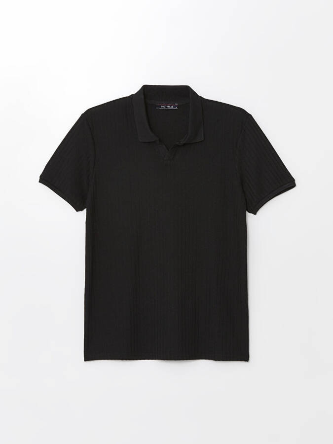 Men's Short Sleeve Textured Polo Shirt - 5