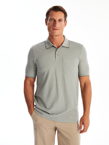 Men's Short Sleeve Textured Polo Shirt - 8