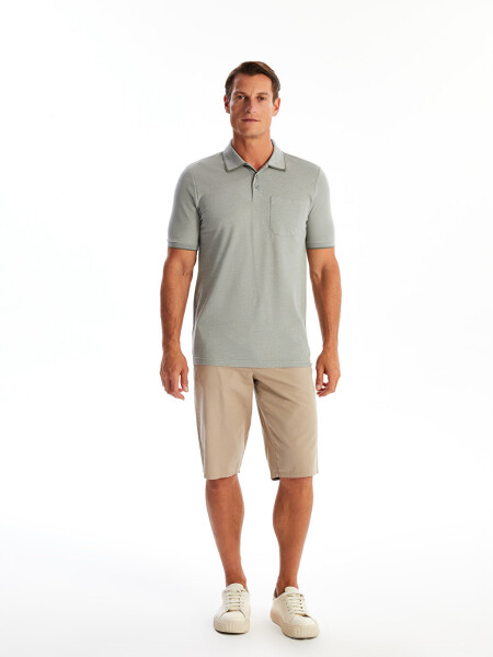 Men's Short Sleeve Textured Polo Shirt - 9