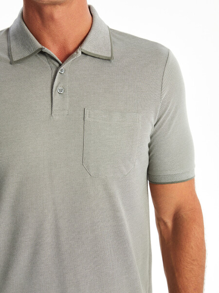 Men's Short Sleeve Textured Polo Shirt - 10