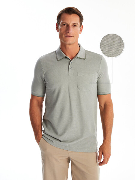 Men's Short Sleeve Textured Polo Shirt - 7