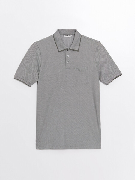 Men's Short Sleeve Textured Polo Shirt - 5