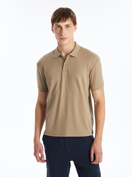 Men's Short Sleeve Textured Polo Shirt - 10