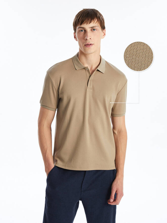 Men's Short Sleeve Textured Polo Shirt - 8