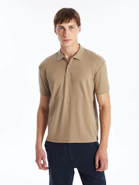 Men's Short Sleeve Textured Polo Shirt - 2