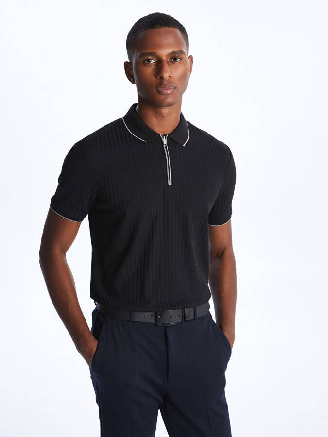 Men's Short Sleeve Textured Polo Shirt - 10