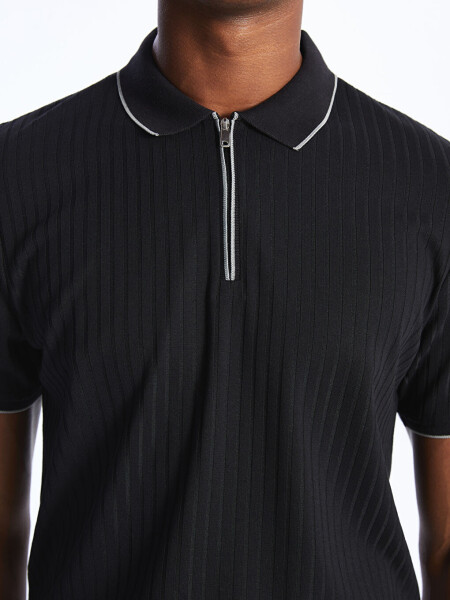 Men's Short Sleeve Textured Polo Shirt - 11