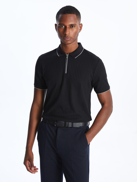 Men's Short Sleeve Textured Polo Shirt - 15